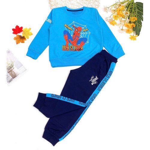 Bộ bé trai cotton da cá in hình siêu nhân-BỘ THU ĐÔNG BÉ TRAI